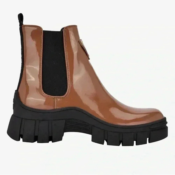 GUESS Womens Brown Goring Lug Sole Hestia Round Toe Block Heel Booties Size 5 - Picture 13 of 16